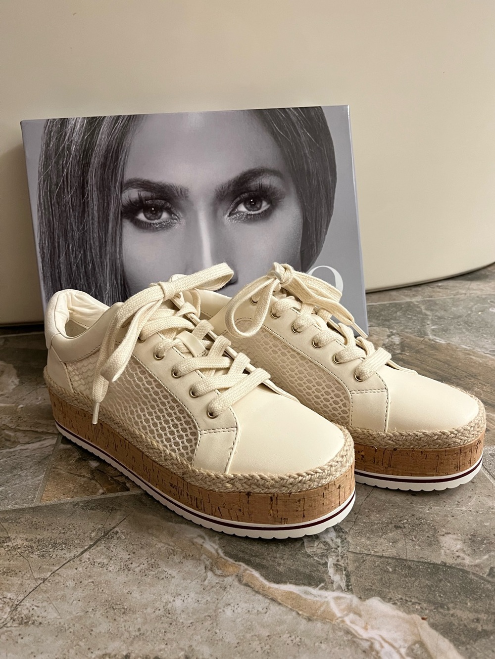 NWT JLO Cream Mesh Sneakers | Size 8